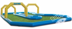 Inflatable go kart track for kids playing