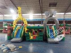 Forest inflatable bouncy castle with slides